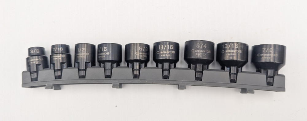 Crescent X6 Pass-Thru Socket Set SAE Max Axess 3/8" Drive 12-point Lot of 9